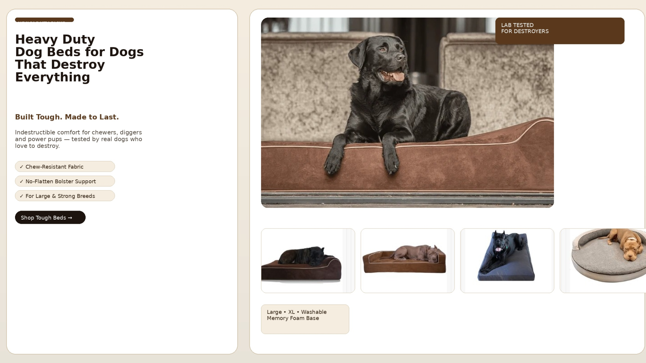 Heavy Duty Dog Beds for Destructive Chewers and Large Dogs